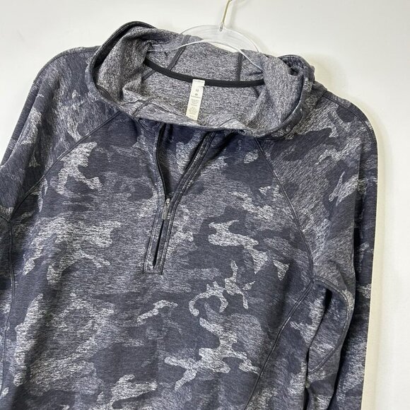 Lululemon Warm Stabilizer 1/2 Zip Hoodie Women’s Size 10 Gray Camo - Picture 4 of 10